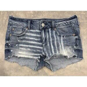 American Eagle Patriotic Stars And Stripes Jean Shorts Denim Women’s Size 4